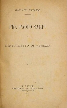 Fra Paolo Sarpi e l'interdetto di Venezia