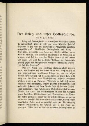 221-247, Der Krieg und unser Gottesglaube