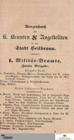 Verzeichniß der K. Beamten & Angestellten