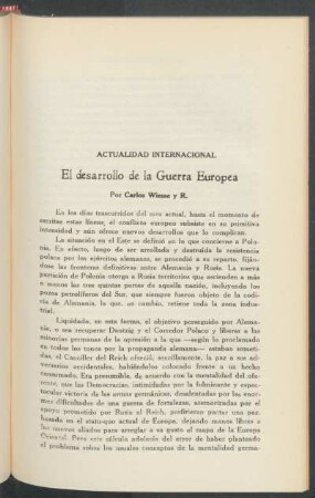 Actualidad internacional - El desarrollo de la Guerra Europea