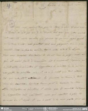 Eigenh. Brief von Auguste Louis de Staël-Holstein an August Wilhelm von Schlegel, London, 30.11.1813