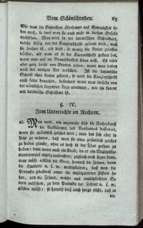 §. IV. Zum Unterrichte im Rechnen.