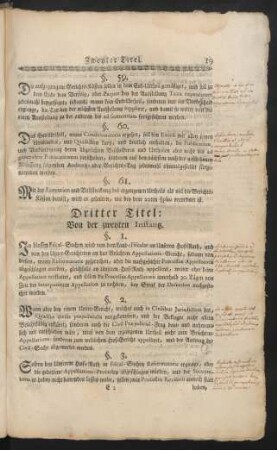 Dritter Titel: Von der zweyten Instantz.