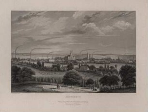 Schwiebus (Kr. Züllichau-Schwiebus) [Świebodzin]: Stadtansicht von Nordwesten (Brandenburgisches Album)