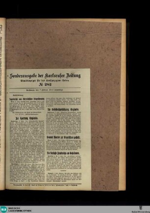 Karlsruher Zeitung, Sonderausgabe No. 282, 7. Februar 1915