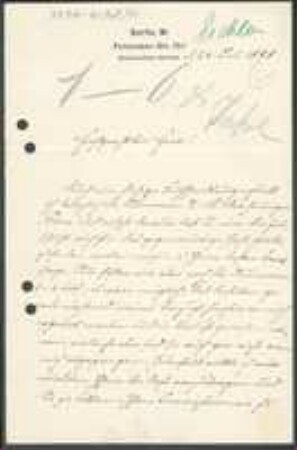 Brief von August Wilhelm Eichler an Unbekannt