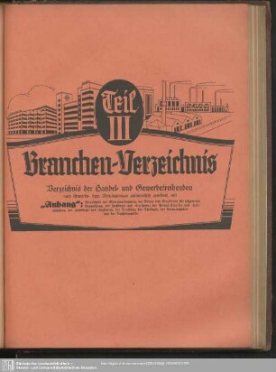 Teil III. Berufsklassen und Gewerbebetriebe : Teil III. Branchen-Verzeichnis