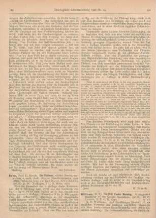 520-521 [Rezension] Williams, N. P., The first Easter Morning. A suggested Harmony of the Gospel Narratives
