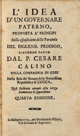 L' Idea d'un governare paterno