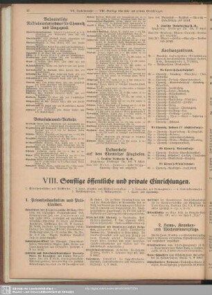 VIII. Sonstige öffentliche und private Einrichtungen