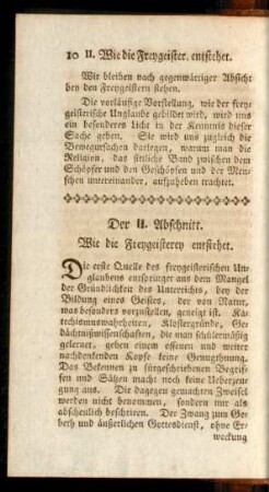 Der II. Abschnitt. Wie die Freygeisterey entstehet