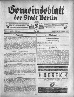 1927,40: Nr. 40, 2. Oktober 1927