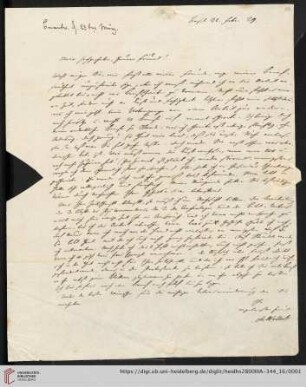Korrespondenz Wilhelm Martin Leberecht de Wette / Carl Ullmann: Brief von Wilhelm Martin Leberecht de Wette an Carl Ullmann