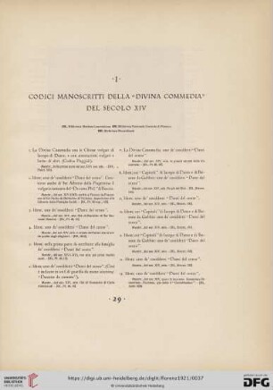 I. Codoci manoscritti della "divina commedia" del secolo XIV