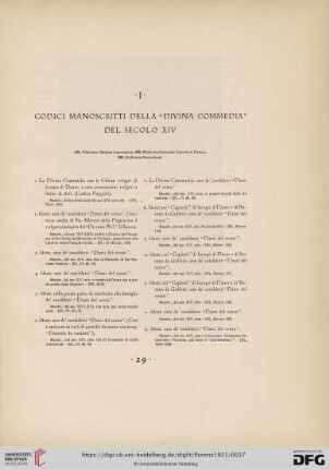 I. Codoci manoscritti della "divina commedia" del secolo XIV