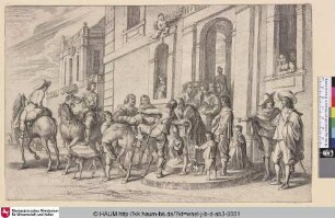 [Der verlorene Sohn verlässt das Haus seines Vaters; The prodigal son leaving his father's house]