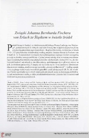 71: Związki Johanna Bernharda Fischera von Erlach ze Śląskiem w świetle źródeł : =