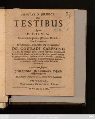 Disputatio Iuridica De Testibus