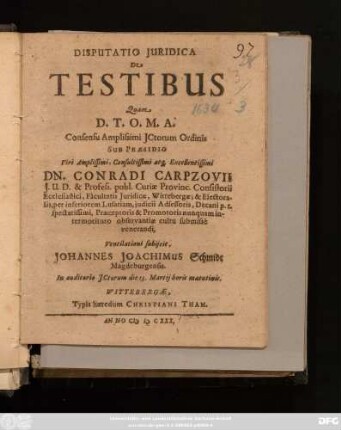 Disputatio Iuridica De Testibus