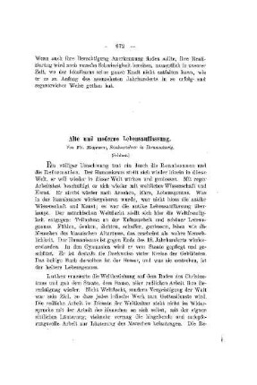 Alte und moderne Lebensauffassung : (Schluss)