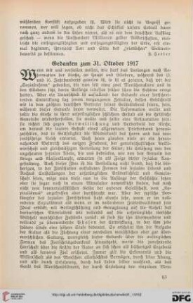 31: Gedanken zum 31. Oktober 1917