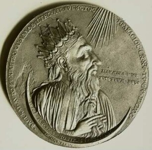 Medaille von Kaiser Heraclius : Medaille von Kaiser Heraclius, Vorderseite, niederländisch, um 1400. Verwalter, Dresden, Münzkabinett