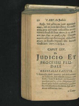 Caput XXV. De Iudicio Et Processu Feudali.