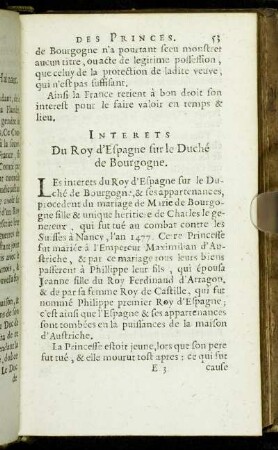 Interets Du Roy d'Espagne sur [...]