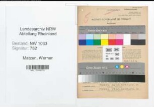 Entnazifizierung Werner Matzen , geb. 29.01.1922 (Postangestellter)