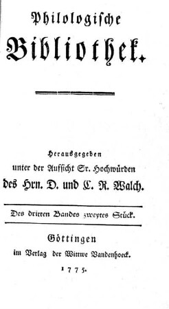 Des dritten Bandes zweytes Stück.