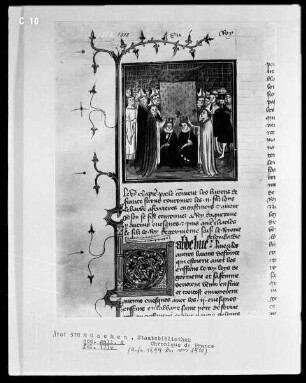 Chronique de France — Bischöfe vor einem Königspaar?, Folio 177verso