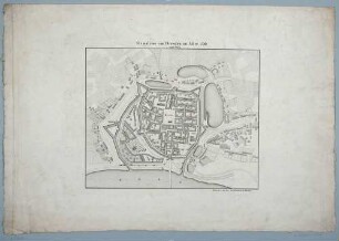 Stadtplan von Dresden (heute Altstadt) und unmittelbarer Umgebung im Jahr 1530, nach einer Karte aus der Weckschen Chronik von 1680