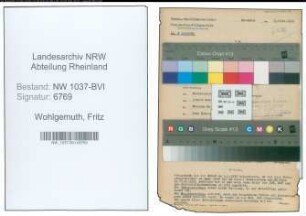 Entnazifizierung Fritz Wohlgemuth , geb. 11.04.1899 (Angestellter)