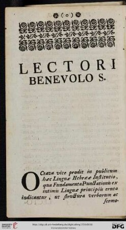 Lectori Benevolo S.