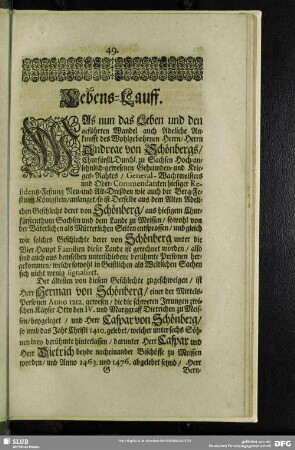Lebenslauf : Christ-Adelicher Lebens-Lauff