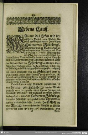 Lebenslauf : Christ-Adelicher Lebens-Lauff