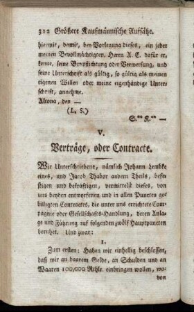 V. Verträge, oder Contracte.