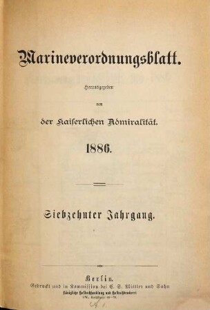 Marineverordnungsblatt. 17. 1886