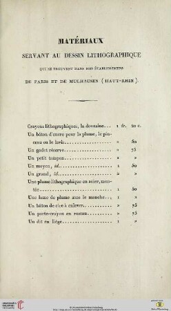 Matériaux servant au dessin lithographique
