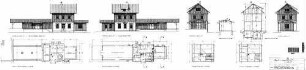 Dettingen (Teck): Empfangsgebäude Dienstraum Grundrisse,Schnitte,Ansichten