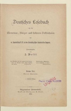 3. Teil, [Schülerband]: Viertes Schuljahr