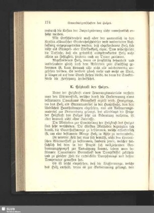 K. Heizkraft des Holzes