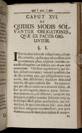 Caput XVI. De Quibus Modis Solvantur Obligationes, Quæ Ex Pactis Oriuntur.