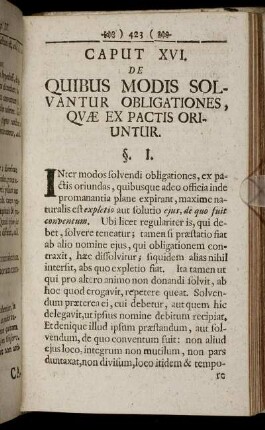 Caput XVI. De Quibus Modis Solvantur Obligationes, Quæ Ex Pactis Oriuntur.