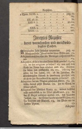 Zweytes Register derer vornehmsten und merckwürdigsten Sachen.