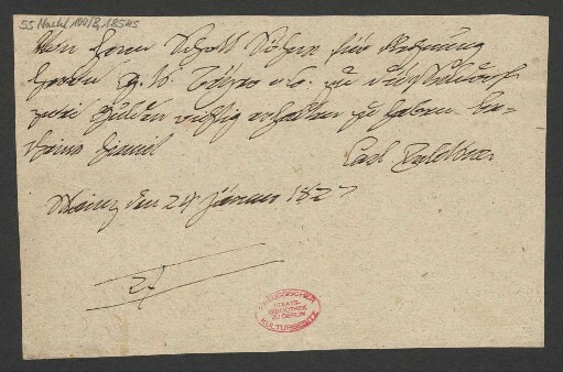 Quittung über zwei Gulden : 24.01.1827