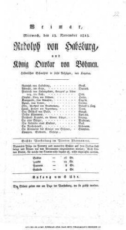 Rudolph von Habsburg, und König Ottokar von Böhmen