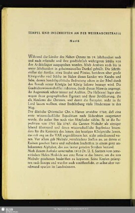 Tempel Und Inschriften, An Der Weihrauchstrasse : Marib
