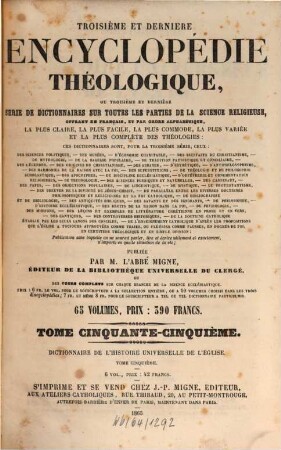 Dictionnaire de l'histoire universelle de l'église : Embrassant ... l'histoire des idées, des faits, des actes, des personnages etc. ..., 5