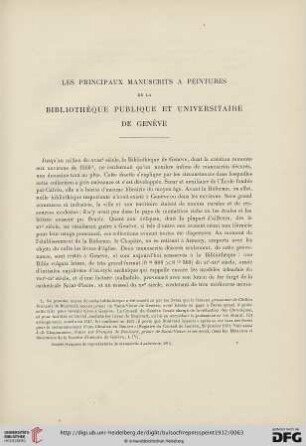 2: Les principaux manuscrits à peintures de la Bibliothèque publique et universitaire de Genève